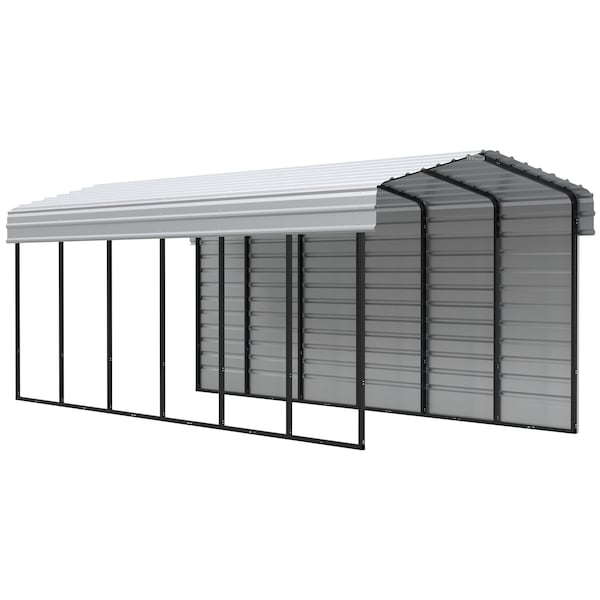 Arrow Storage Products Galvanized Steel Carport, W/ 1-Sided Enclosure, Compact Car Metal Carport Kit, 10'x29'x9', Eggshell CPH102909ECL1 - main